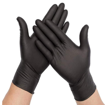Black vinyl gloves Powdererd